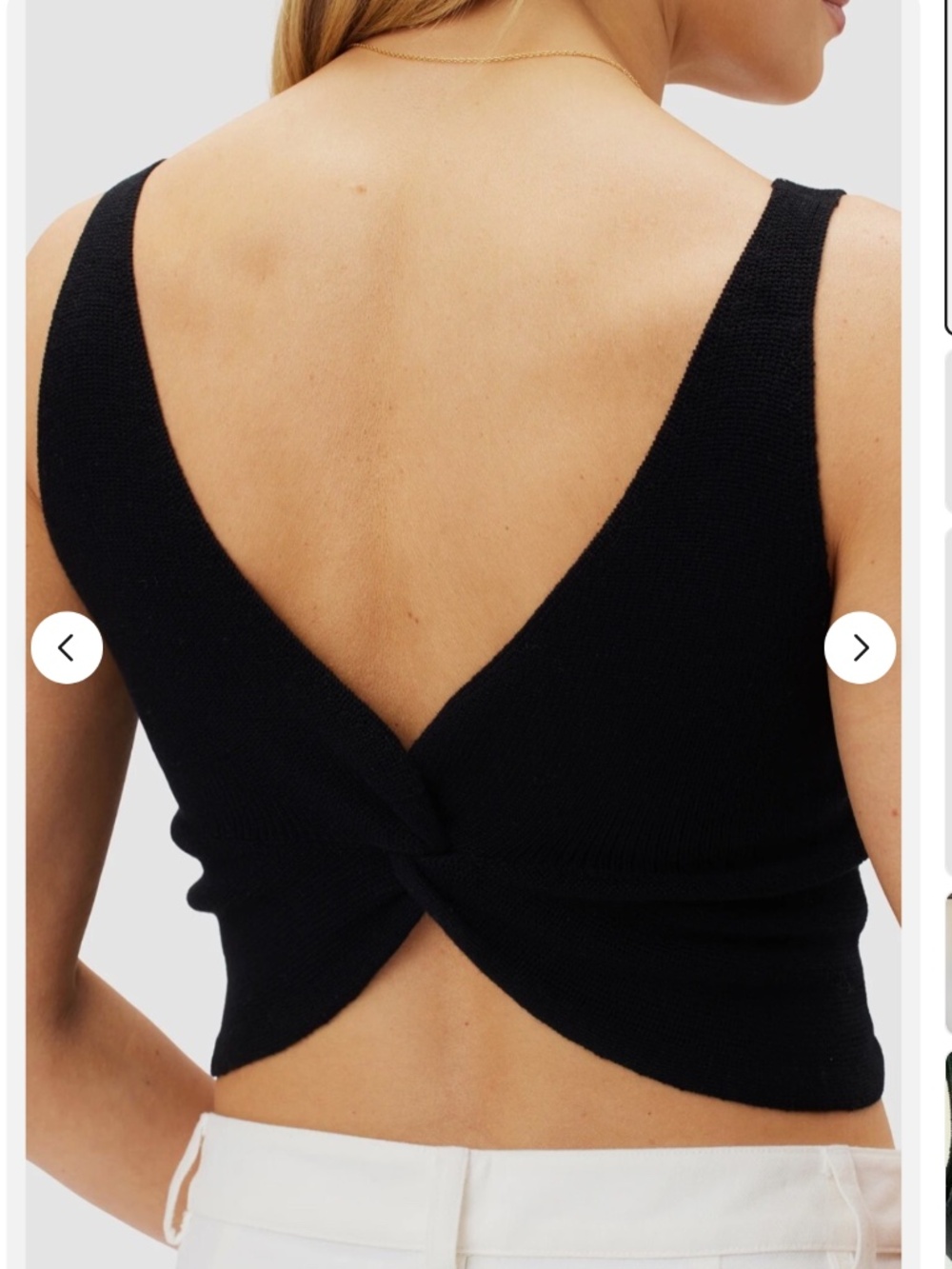 Amour Vert Finn Organic Cotton Knit Crop Top Black Reversible Twist L or XL, New